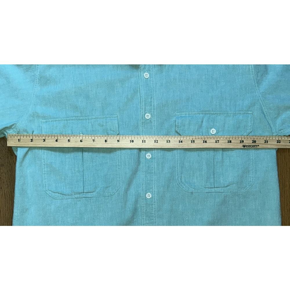 Neiman-Marcus Men's Large 100% Cotton Pale Green Short Sleeve Button Up Shirt - Picture 8 of 9